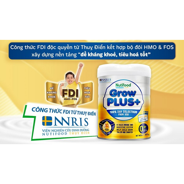 Sữa Bột Nuti Grow Plus+ Vàng Sũa Non 0+  1+  Lon 800G