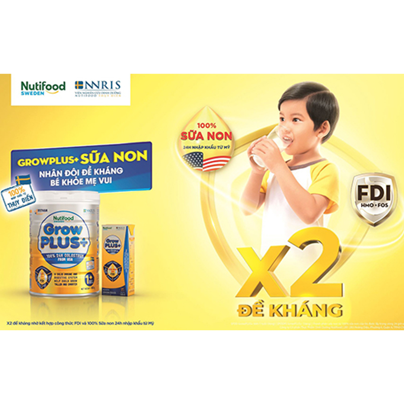 Sữa Bột Nuti Grow Plus+ Vàng Sũa Non 0+  1+  Lon 800G