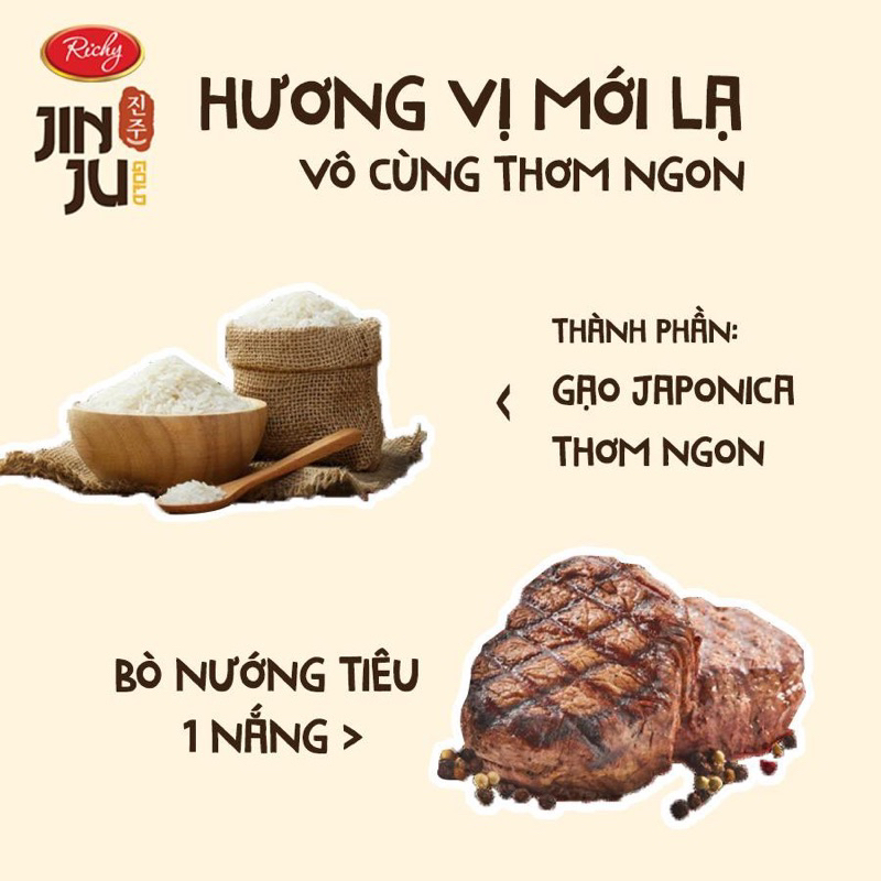 Combo 2 gói Bánh gạo Jinju Richy vị bò nướng tiêu một nắng
