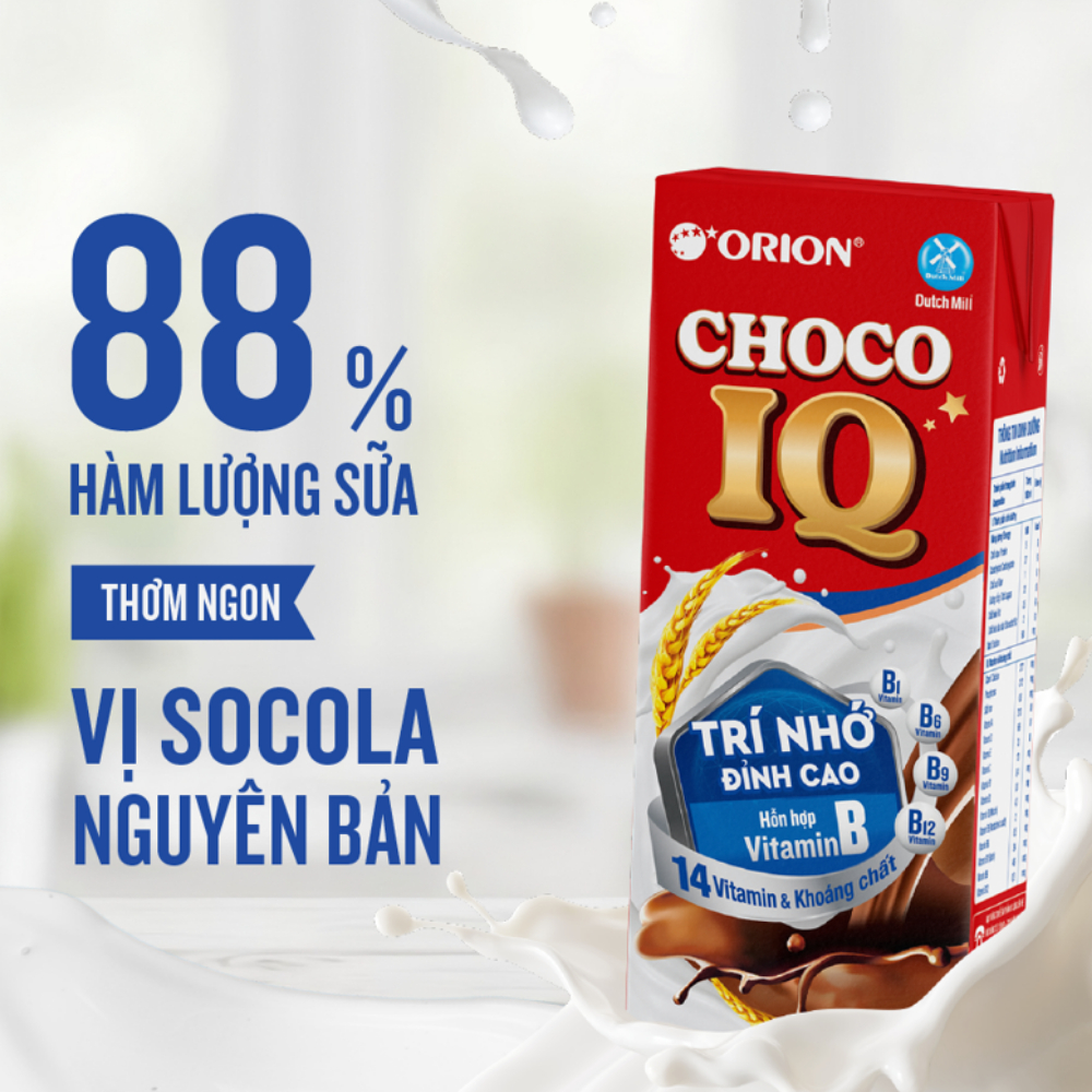 COMBO 4 Lốc 4 hộp Sữa ORION Lúa Mạch Sô-cô-la Choco IQ 180ML