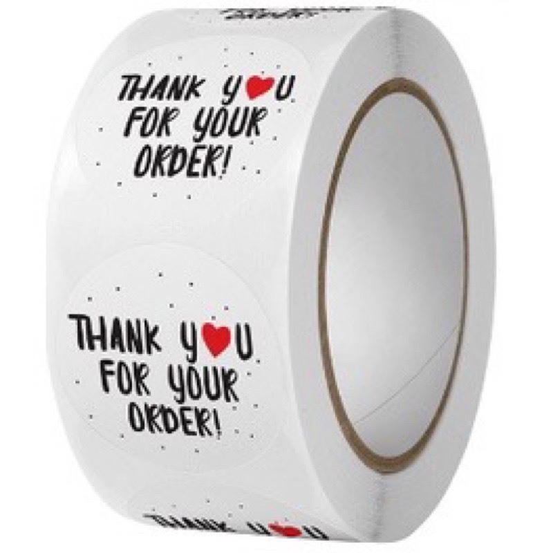 50 tem dán Thank you mẫu Trắng và Kraft