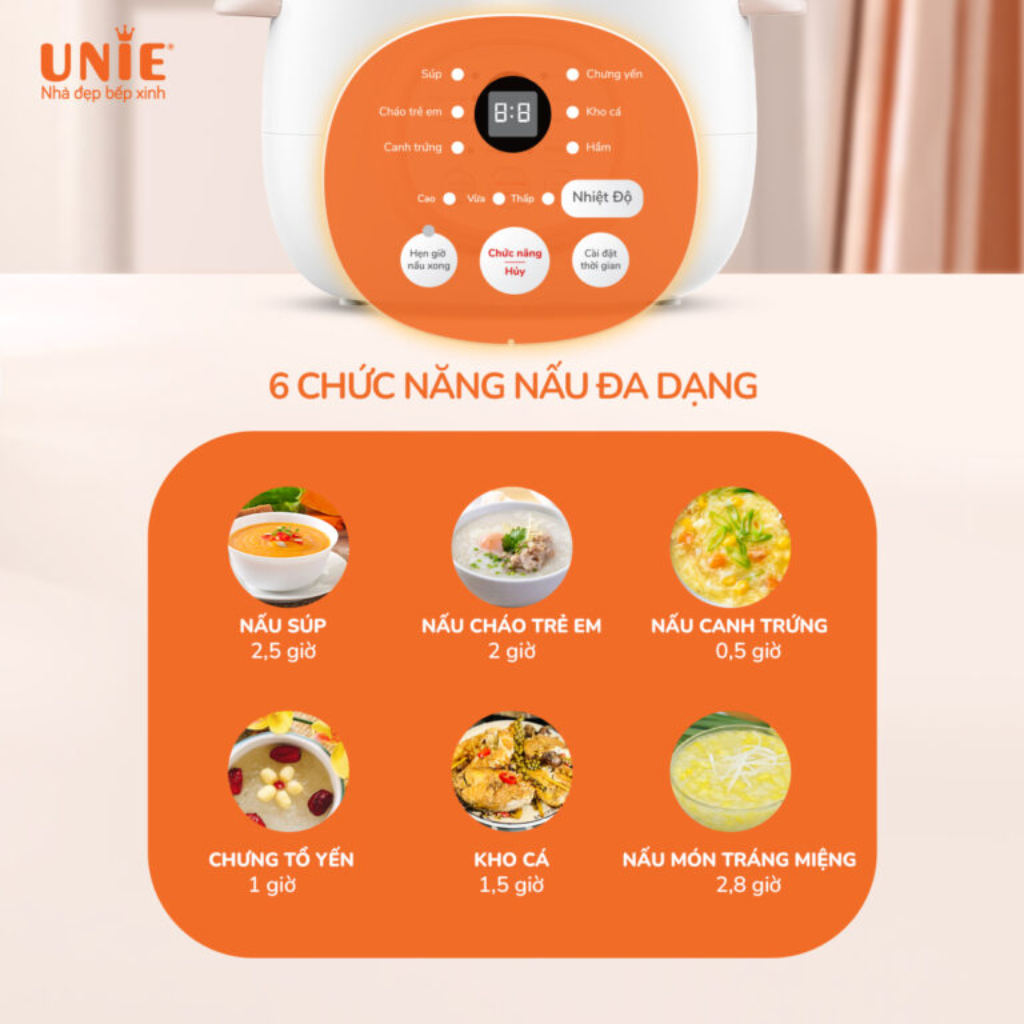 Nồi Nấu Chậm Unie USC10W Hàng Chính Hãng Bảo Hành 12 Tháng