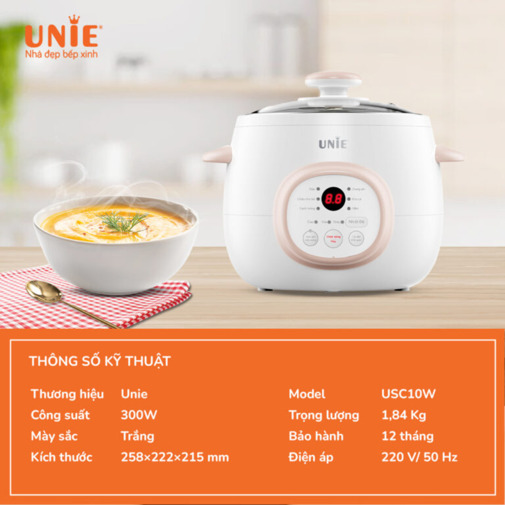 Nồi Nấu Chậm Unie USC10W Hàng Chính Hãng Bảo Hành 12 Tháng