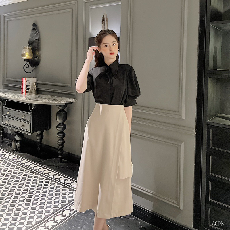 Lasie Skirt / Chân váy midi chi tiết xẻ vạt