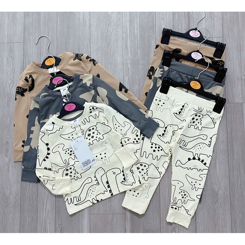 Set 3 bộ cotton khủng long siêu xinh