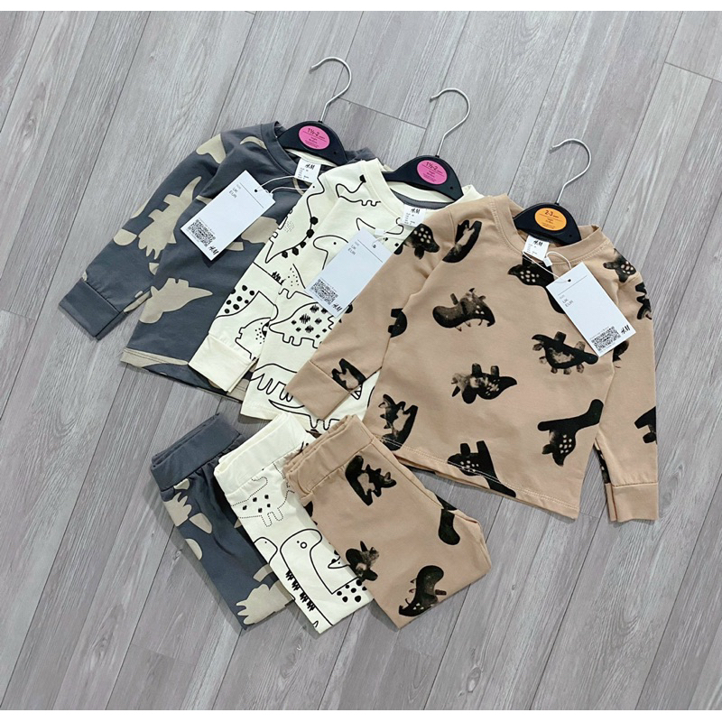 Set 3 bộ cotton khủng long siêu xinh