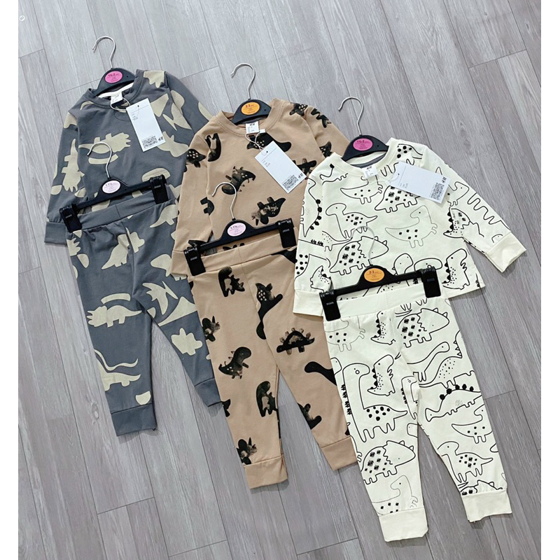 Set 3 bộ cotton khủng long siêu xinh