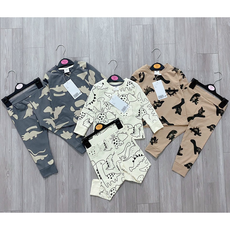 Set 3 bộ cotton khủng long siêu xinh