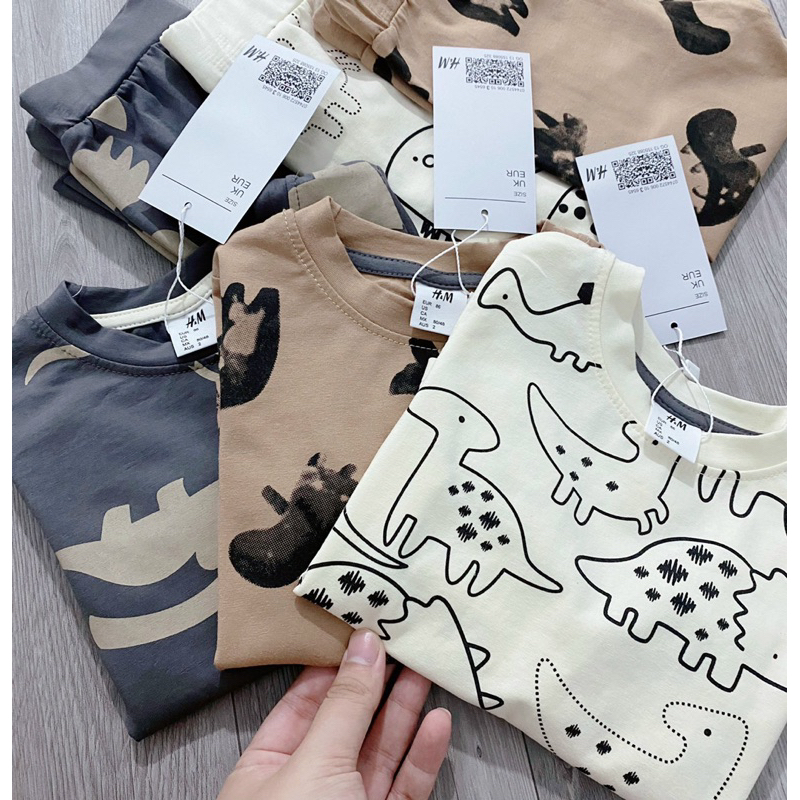 Set 3 bộ cotton khủng long siêu xinh