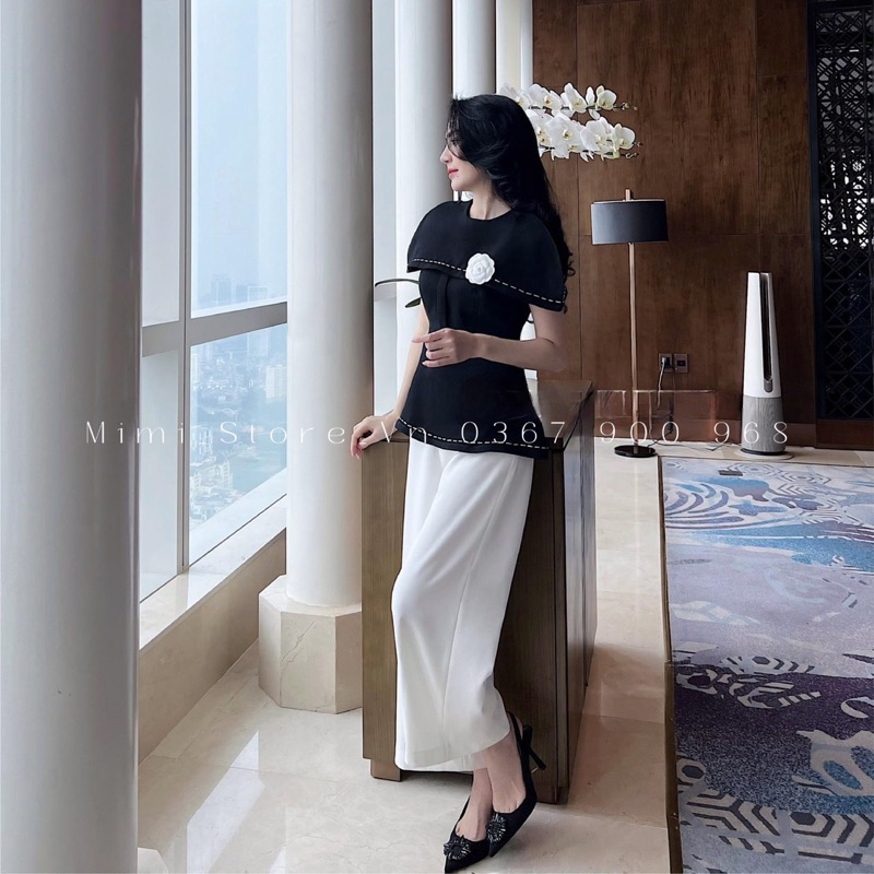 Giày cao gót ZR đen đá đen hở gót xuất Full box MS-8632