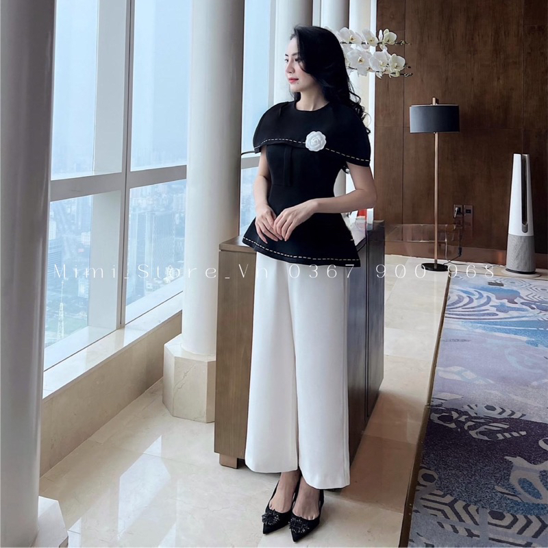 Giày cao gót ZR đen đá đen hở gót xuất Full box MS-8632