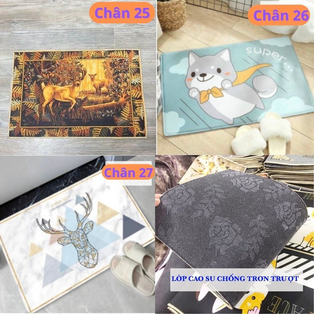 THẢM LAU CHÂN , THẢM CHÙI CHÂN 3D CHỐNG TRƠN TRƯỢT SIÊU THẤM NHÀ TẮM , NHÀ BẾP 40x60CM