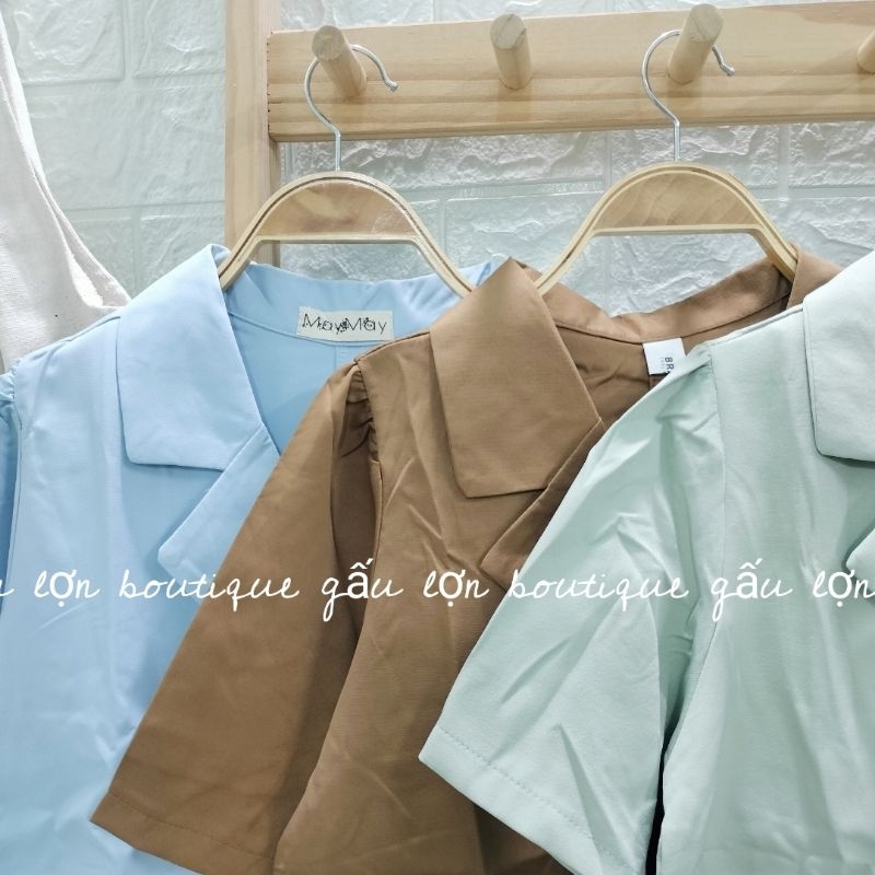 Áo blazer ngắn tay vai bồng tiểu thư hàn quốc