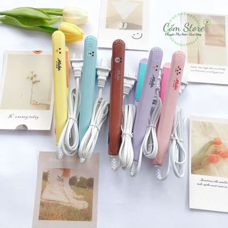 (Tặng kèm kẹp tóc mỏ vịt) Máy uốn tóc,máy duỗi tóc mini 2in1, Máy là tóc, Máy ép tóc nhỏ gọn bỏ túi