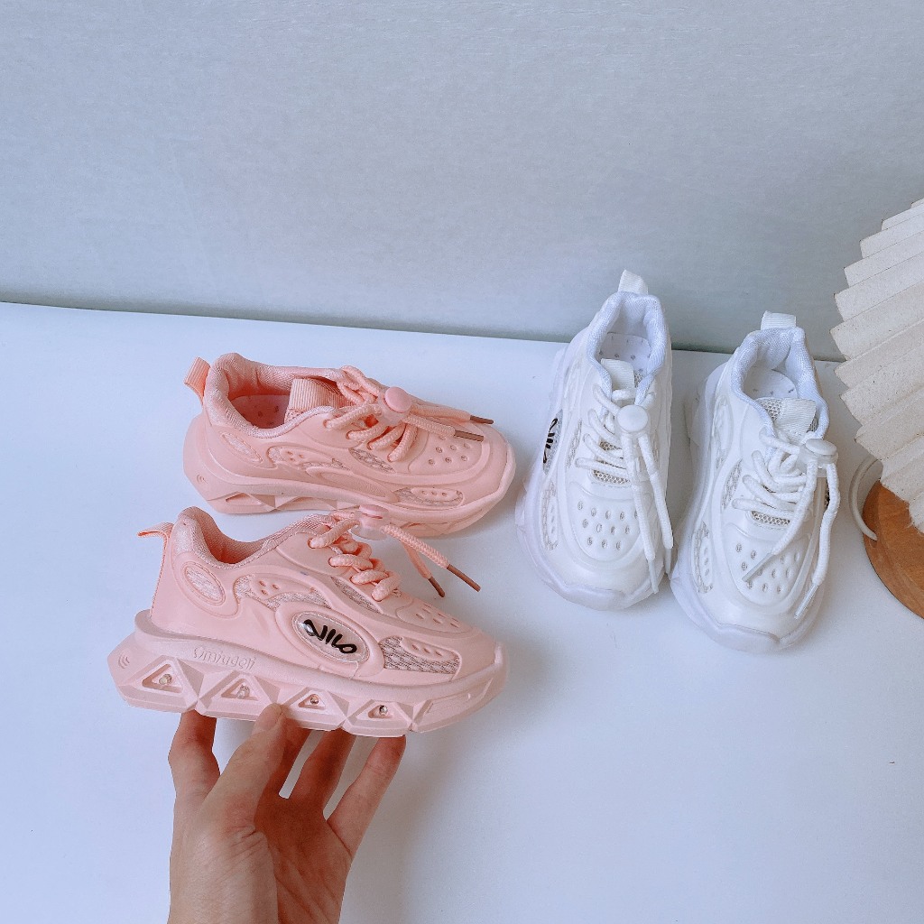 Size 21-30 Giày Thể Thao Nháy Đèn Phối Vải Lưới Phong Cách Cá Tính Cho Bé Trai Bé Gái K073