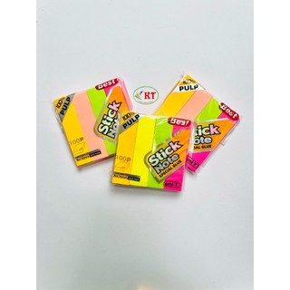 Giấy note dạ quang Neon cắt 4 mảnh dài