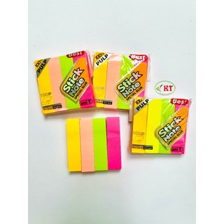 Giấy note dạ quang Neon cắt 4 mảnh dài