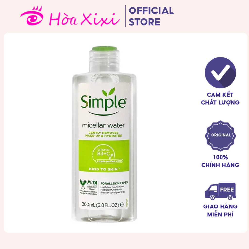 Nước tẩy trang kiềm dầu Simple Kind To Skin Micellar Cleansing Water 200ml