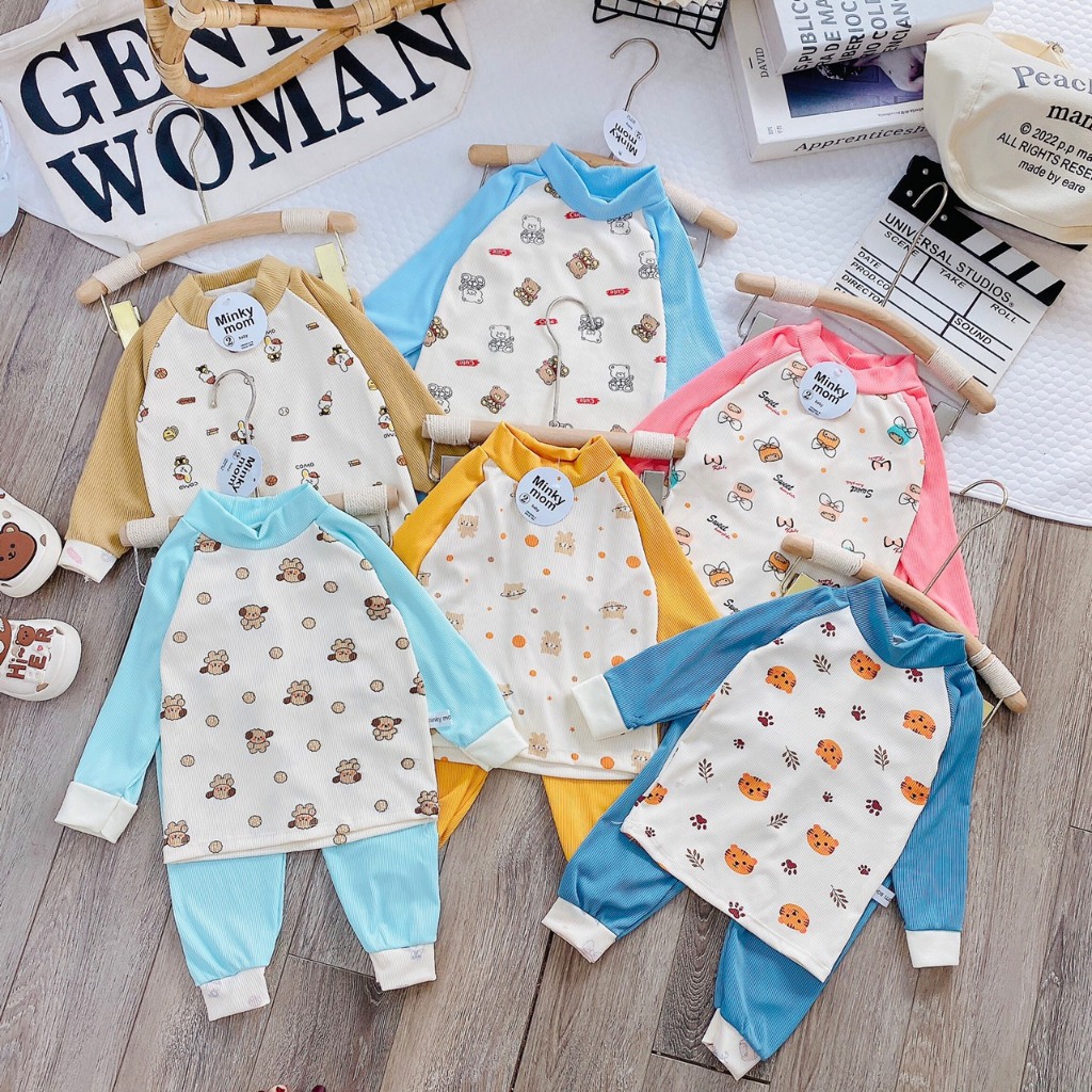Bộ Thu Đông Gân Tăm Mềm Mịn, Siêu Giãn  Cho Bé Trai, Bé Gái