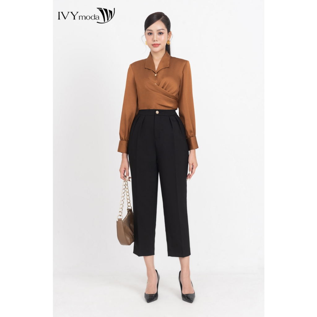 Quần Baggy chiết ly nữ IVY moda MS 22M8654
