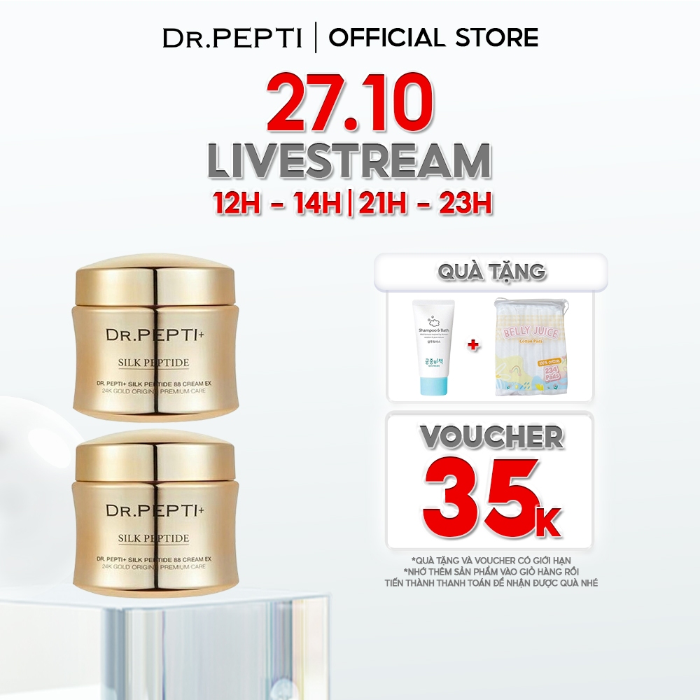2 Kem Dưỡng Trắng Phục Hồi Da Dr.pepti Silk Peptide 88 Cream Ex 12g x2