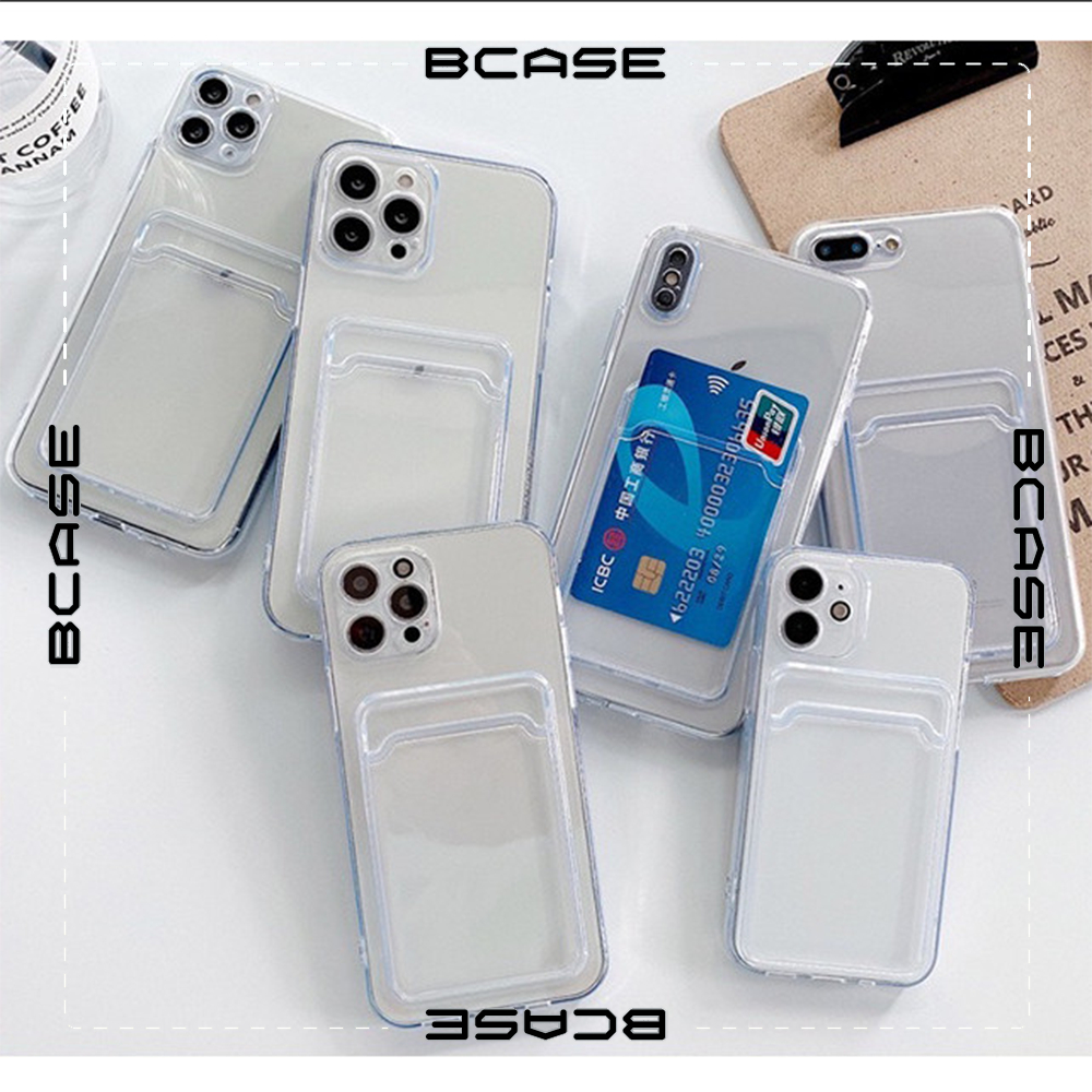 Ốp lưng iphone silicon ốp dạng ví dẻo trong suốt có ngăn đựng thẻ đẹp cho 7plus/8/8plus/x/11/12/13/14/max/prm ct196