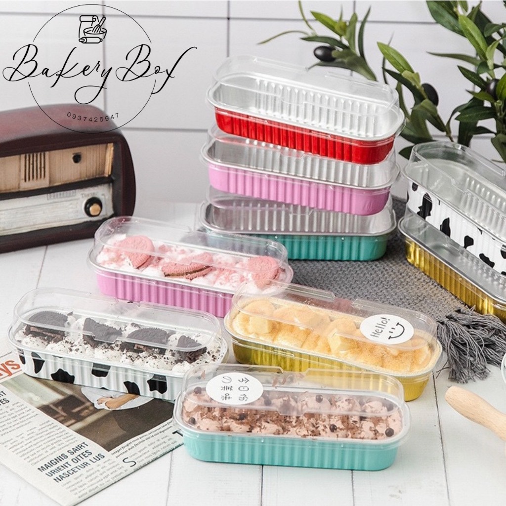 Hộp Thiếc Chữ Nhật Nhiều Màu Có Nắp Đựng Bánh Chịu Nhiệt (Set 100 Hộp)