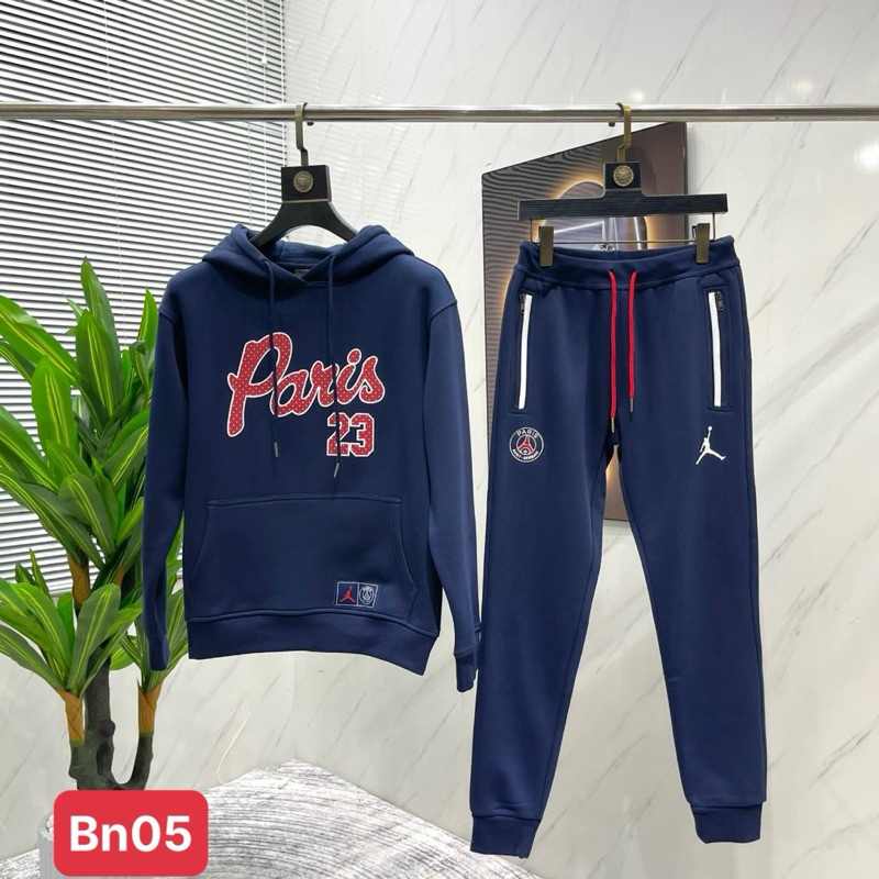 BỘ NỈ THỂ THAO NAM CAO CẤP BN05 ĐEN RÊU