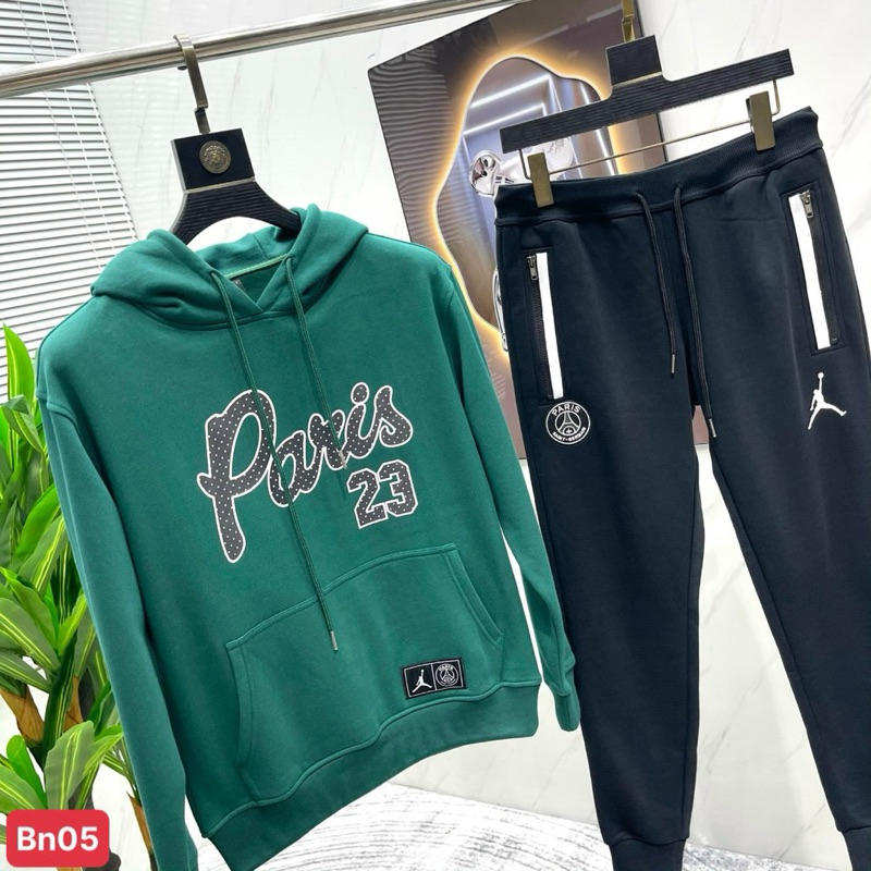 BỘ NỈ THỂ THAO NAM CAO CẤP BN05 ĐEN RÊU