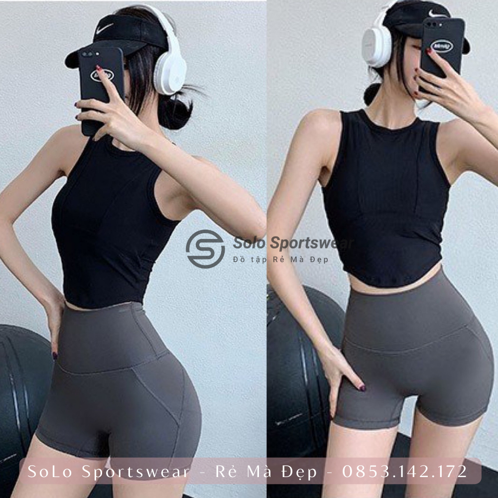 Quần legging đùi tập gym yoga nữ nâng mông cạp cao gen bụng co giãn 4 chiều thấm hút mồ hôi Rẻ Đẹp GYMSTORE 7501