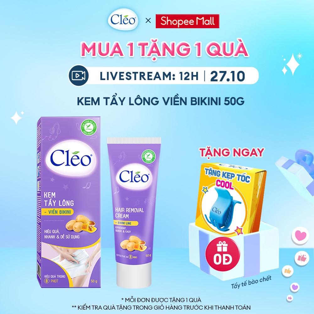 Kem tẩy lông Bikini Cléo, tẩy sạch nhanh, hiệu quả, an toàn không đau rát 50g