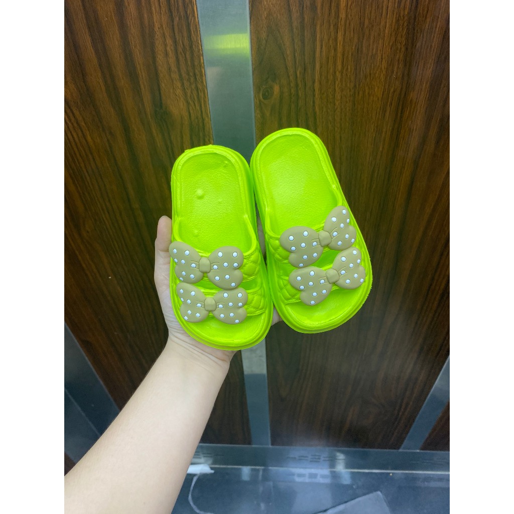 Dép 2 quai cho bé gái đính nơ dễ thương xin xắn