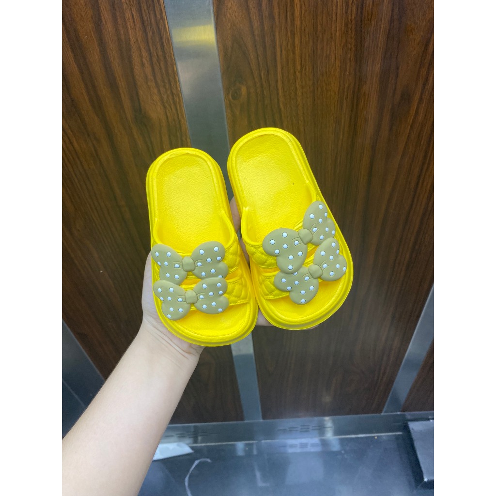 Dép 2 quai cho bé gái đính nơ dễ thương xin xắn