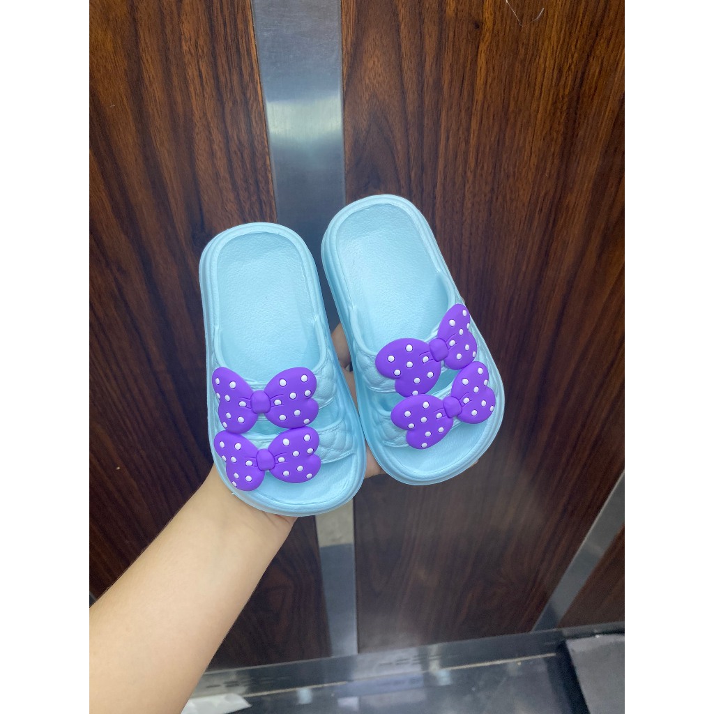 Dép 2 quai cho bé gái đính nơ dễ thương xin xắn