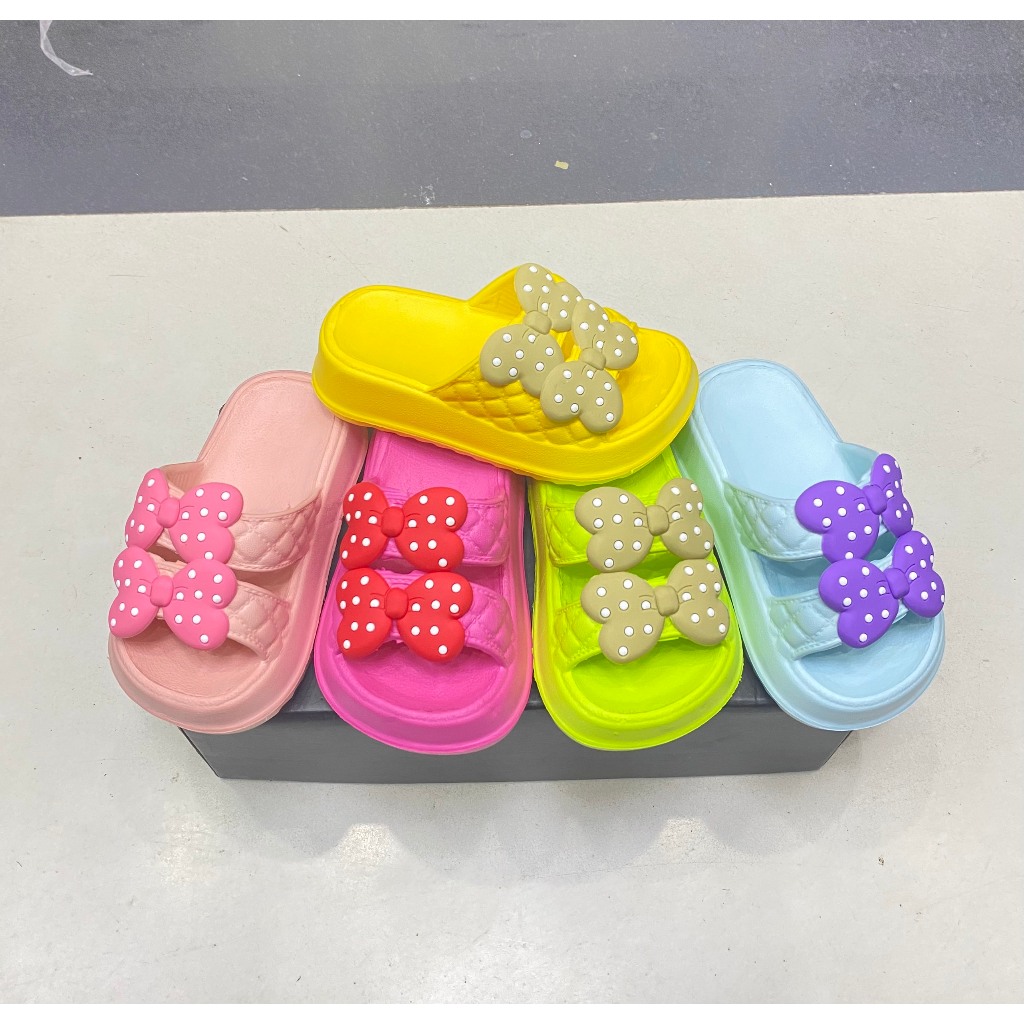 Dép 2 quai cho bé gái đính nơ dễ thương xin xắn