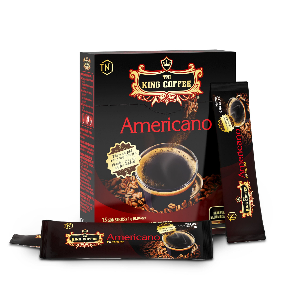 Cà Phê Hòa Tan Americano TNI KING COFFEE - Hộp 15 gói x 1g