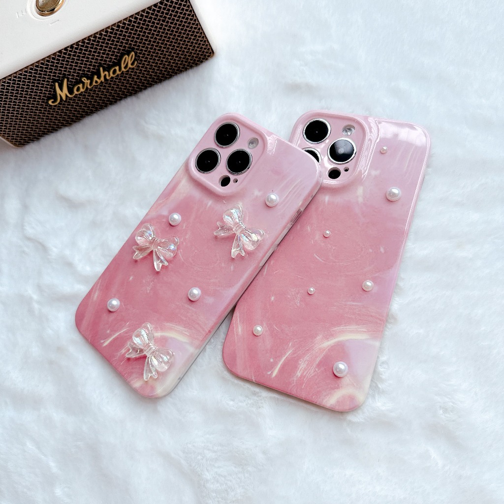 Ốp lưng i phone VÂN ĐÁ HỒNG DẺO NƠ NGỌC7plus/8plus/x/xsm/11/11promax /12prm/13/13prm/14pro/14prm/15/15pro/15p