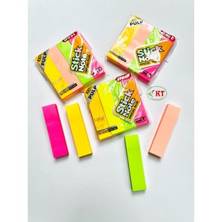 Giấy note dạ quang Neon vuông 3x3 cắt nhiều mảnh dài (chia 2,3,4,5)