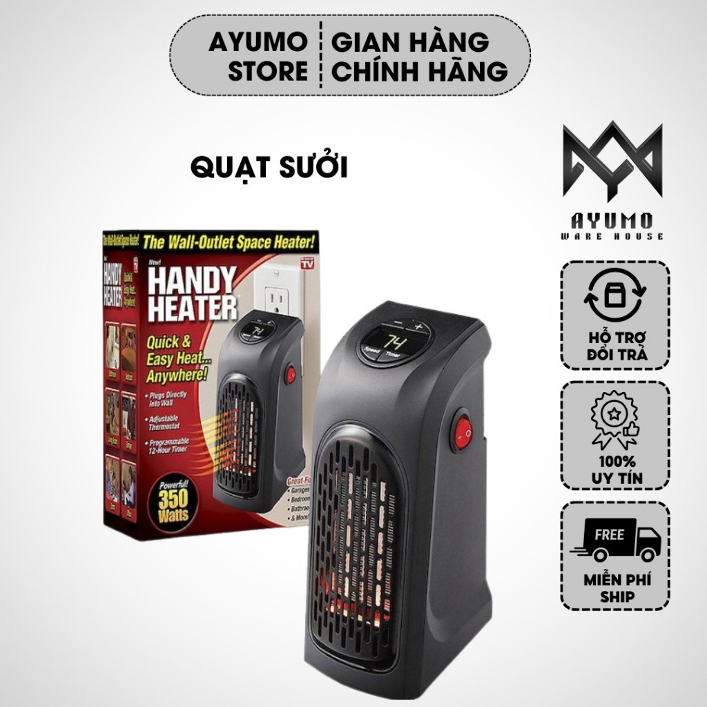 Quạt Sưởi Ấm Handy Heater An Toàn Tiết Kiệm Điện Có Hẹn Giờ Fan Heater Electric Home Mini 220V(AYUMO STORE)