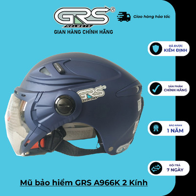 Nón bảo hiểm nửa đầu GRS A966K 2 Kính – Vệ sĩ chống tia cực tím, chống mưa bụi