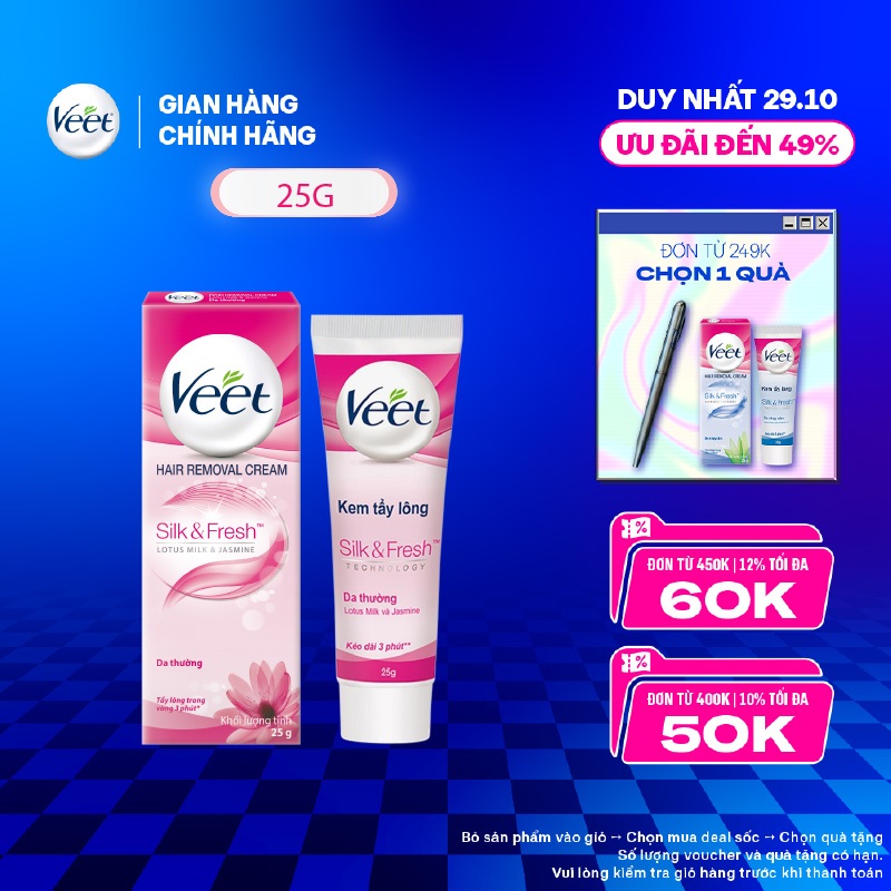 Kem Tẩy Lông Cho Da Thường Veet Silk Fresh 25G