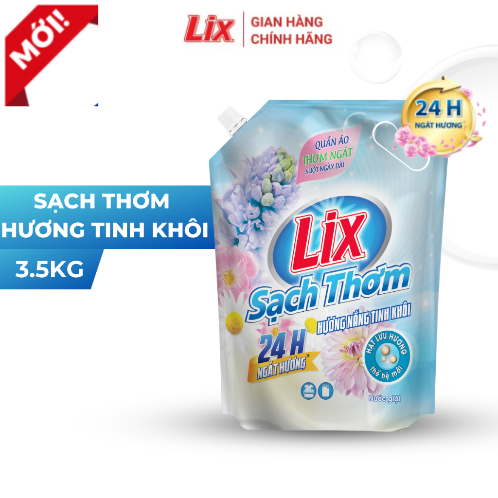 Nước giặt Lix sạch thơm hương nắng tinh khôi Lixco Việt Nam nước giặt Lix cho giặt tay và giặt máy