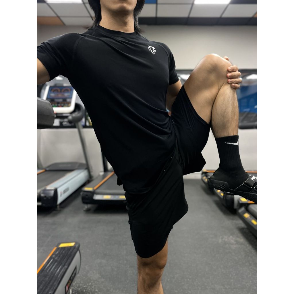 Quần short tập gym nam 2 lớp Gymlab, quần ngắn thể thao màu Đen, Xám form trên gối chất vải thoải mái thoáng mát