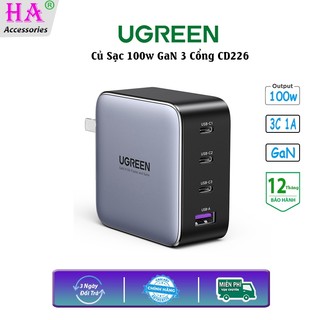 Củ sạc ugreen 100w gan 4 cổng 3c 1a cd226 sạc nhanh đa thiết bị điện thoại laptop máy tính bảng