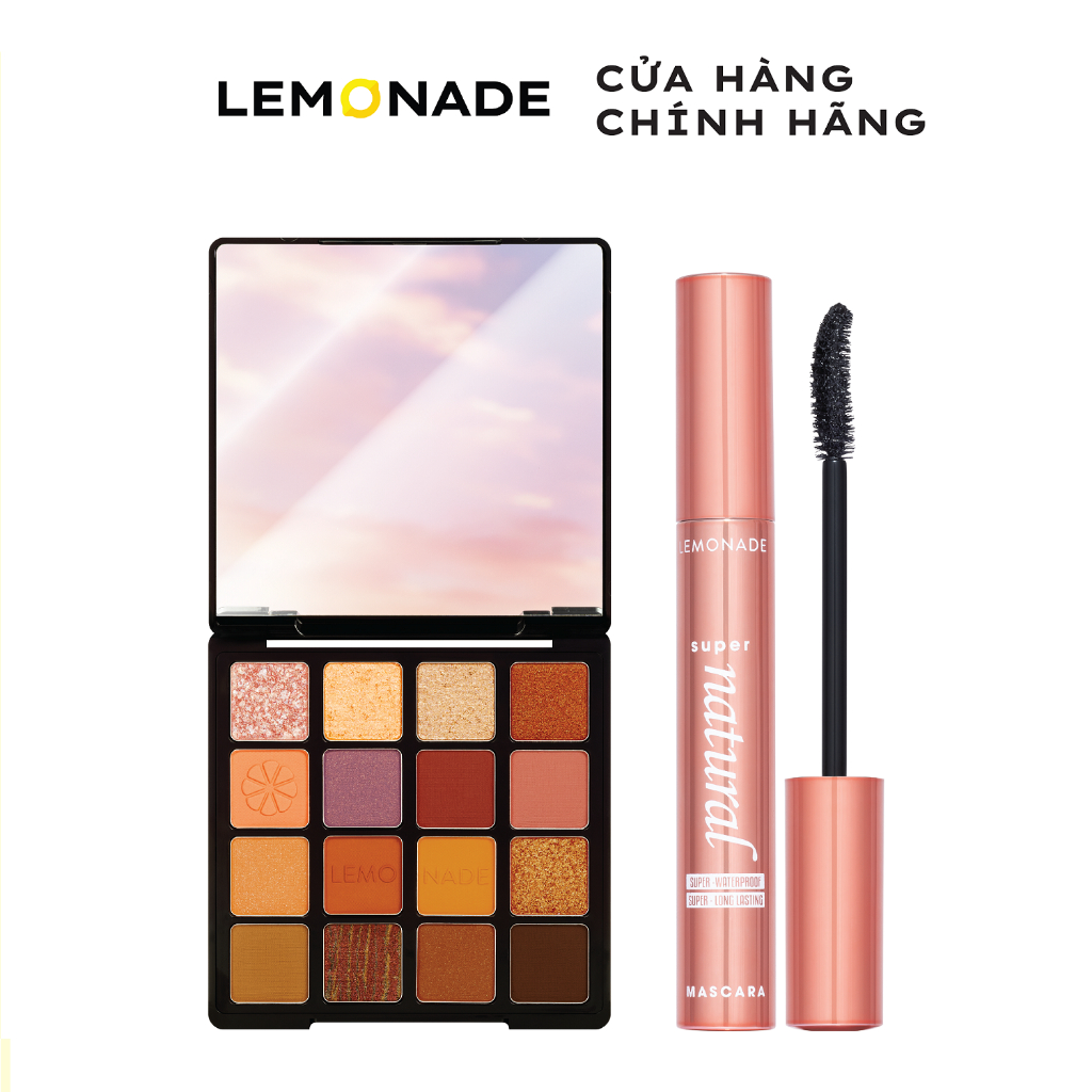 Combo Lemonade Bảng phấn mắt Aesthetic Eyeshadow Palette 20.8g và Chuốt mi SuperNatural Mascara 7.5g