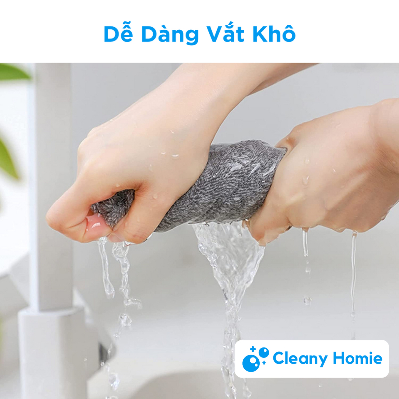 Khăn lau bếp đa năng sợi than tre 30x30 không dính dầu, khăn lau tay, lau bát nhà bếp siêu thấm hút, kháng khuẩn