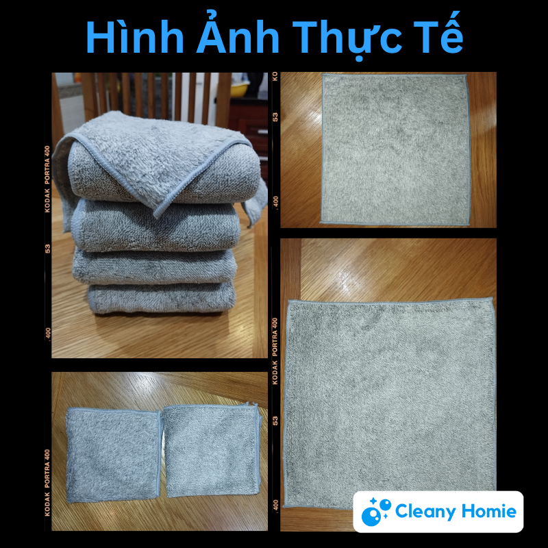 Khăn lau bếp đa năng sợi than tre 30x30 không dính dầu, khăn lau tay, lau bát nhà bếp siêu thấm hút, kháng khuẩn