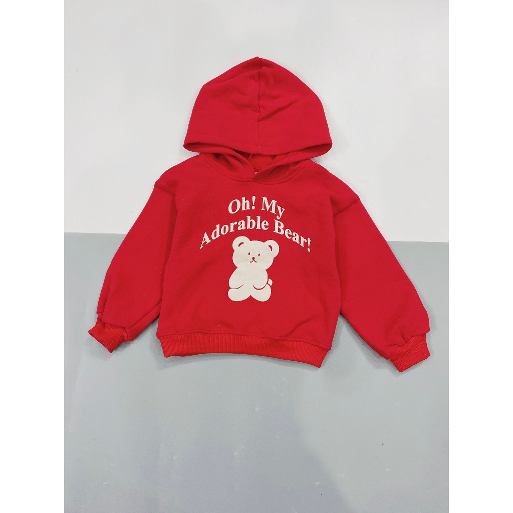 BỘ NỈ ĐỎ MŨ LIỀN HÌNH GẤU-B843