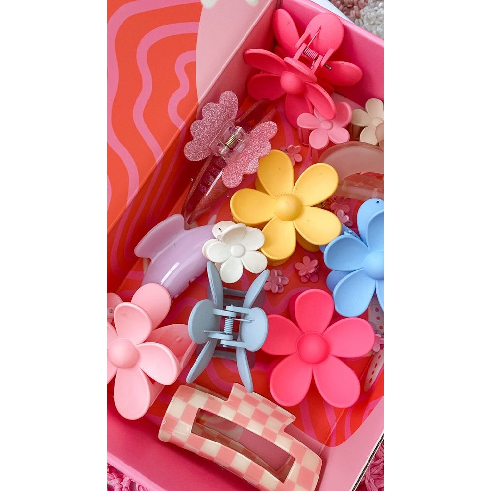 Kẹp tóc hoa hoạ tiết hoa xinh xắn màu sắc pastel dễ thương keo lỳyyy - H50