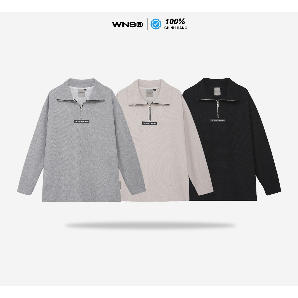 WNS SWEATER ZIP WAFFLE - Áo thun tổ ong cổ kéo zip chính hãng WNS